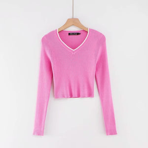 Fall 2019 crop sweater kawaii cute sweaters knitted sweater pink women winter clothes women pullover sweater sexy tops