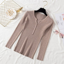 Load image into Gallery viewer, Women Pullover Sweater 2019 V Neck Single Breasted Slim Soft Knit Winter Tops Women Knitted Sweater Knitwear Jumper Sweaters