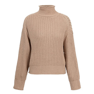 NLW Khaki Turtleneck Women Sweater Autumn Winter Long Sleeve Jumper 2019 Knitted Loose Fashion Pullover Femme