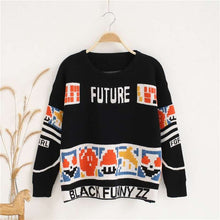 Load image into Gallery viewer, Vangull Letter Print Sweater Preppy Style Knitted Pullovers 2019 Autumn Fashion Long Sleeve O-Neck Women Sweaters and Pullovers