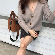 Load image into Gallery viewer, SMTHMA Autumn And Winter Korea knitted Sweater Women cardigans mohair Thicken Sweater jacket long sleeve single button jumper