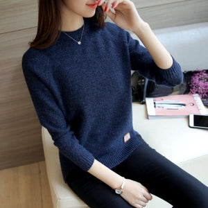 Casual 2019 Autumn Winter Women Sweaters And Pullovers Solid Long Sleeve Female Knitted Sweater Femme Pullover Tops M-2XL