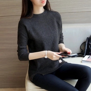 Casual 2019 Autumn Winter Women Sweaters And Pullovers Solid Long Sleeve Female Knitted Sweater Femme Pullover Tops M-2XL