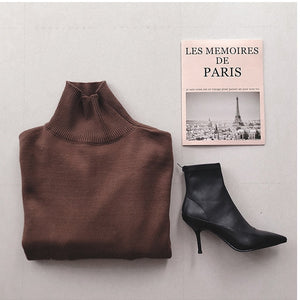 Werynica New Autumn Winter Women Loose Knitted Sweater Oversized Turtleneck Sweater Long Sleeves Women Outwear Solid Pullover