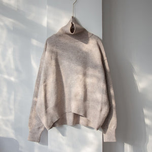 Werynica New Autumn Winter Women Loose Knitted Sweater Oversized Turtleneck Sweater Long Sleeves Women Outwear Solid Pullover