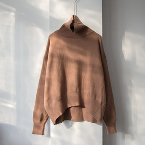 Werynica New Autumn Winter Women Loose Knitted Sweater Oversized Turtleneck Sweater Long Sleeves Women Outwear Solid Pullover