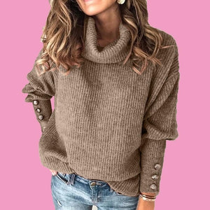 2020 Winter Pullover Sweater Women Knitted Tops Button Boho Plus Size Casual Long Sleeve Pull Female Solid Sweaters Pullovers