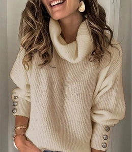 2020 Winter Pullover Sweater Women Knitted Tops Button Boho Plus Size Casual Long Sleeve Pull Female Solid Sweaters Pullovers