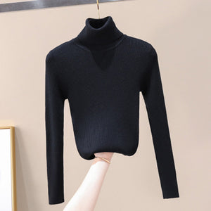 DIHOPE  2020 Autumn Winter Women Knitted Turtleneck Sweater Soft Polo-neck Jumper Fashion Slim Femme Elasticity Pullovers