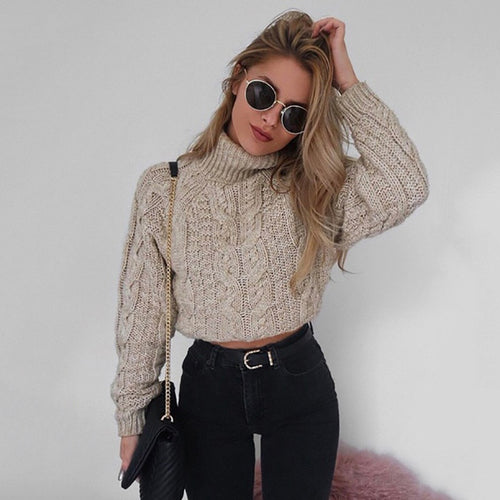 Women Warm Winter And Autumn High Neck Womens Turtleneck Umbilical Twist Casual Knitted Stylish Soft Handfeel Sweater
