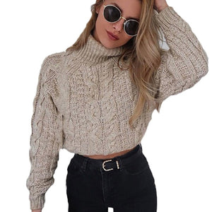 Women Warm Winter And Autumn High Neck Womens Turtleneck Umbilical Twist Casual Knitted Stylish Soft Handfeel Sweater