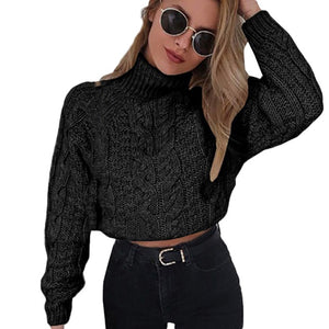 Women Warm Winter And Autumn High Neck Womens Turtleneck Umbilical Twist Casual Knitted Stylish Soft Handfeel Sweater