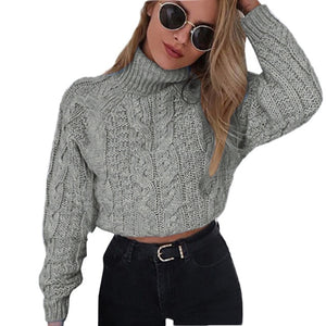 Women Warm Winter And Autumn High Neck Womens Turtleneck Umbilical Twist Casual Knitted Stylish Soft Handfeel Sweater