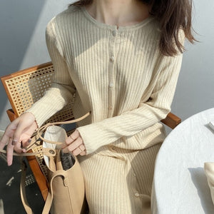 Mooirue Autumn 2019 Casual Knitted Sweater Dress Long Buckle Overknee Knitting Slim Jumper Women Grey Knitwear