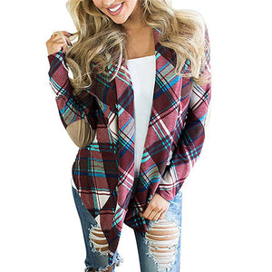 New Cardigan 2019 women Casual Long Sleeve Plaid Printed Sweater Fashion Knitted Cardigan Jumper Plus size Outwear