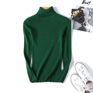 On Sale 2019 Autumn Winter Women Knitted Turtleneck Sweater Casual Soft Polo-neck Jumper Fashion Slim Femme Elasticity Pullovers