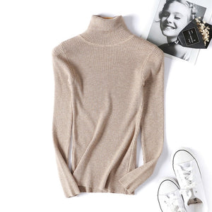 On Sale 2019 Autumn Winter Women Knitted Turtleneck Sweater Casual Soft Polo-neck Jumper Fashion Slim Femme Elasticity Pullovers