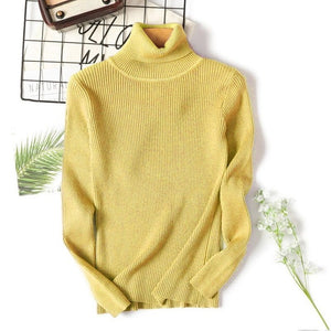 On Sale 2019 Autumn Winter Women Knitted Turtleneck Sweater Casual Soft Polo-neck Jumper Fashion Slim Femme Elasticity Pullovers