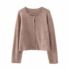 Load image into Gallery viewer, ZA 2020 spring new women&#39;s solid khaki cardigan knitted sweater Casual two pieces set fashion streetwear sexy female tops