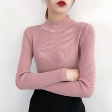 Load image into Gallery viewer, Bonjean Knitted Jumper Autumn Winter Tops Turtleneck Pullovers Casual Sweaters Women Shirt Long Sleeve Short Slim Sweater Girls