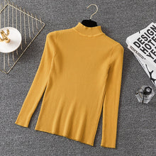 Load image into Gallery viewer, Bonjean Knitted Jumper Autumn Winter Tops Turtleneck Pullovers Casual Sweaters Women Shirt Long Sleeve Short Slim Sweater Girls