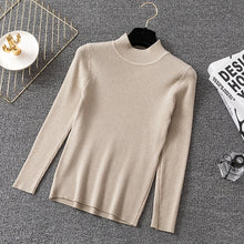 Load image into Gallery viewer, Bonjean Knitted Jumper Autumn Winter Tops Turtleneck Pullovers Casual Sweaters Women Shirt Long Sleeve Short Slim Sweater Girls