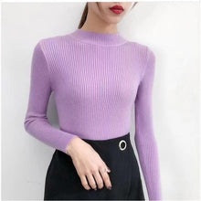 Load image into Gallery viewer, Bonjean Knitted Jumper Autumn Winter Tops Turtleneck Pullovers Casual Sweaters Women Shirt Long Sleeve Short Slim Sweater Girls