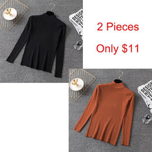 Load image into Gallery viewer, Bonjean Knitted Jumper Autumn Winter Tops Turtleneck Pullovers Casual Sweaters Women Shirt Long Sleeve Short Slim Sweater Girls