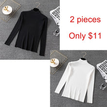 Load image into Gallery viewer, Bonjean Knitted Jumper Autumn Winter Tops Turtleneck Pullovers Casual Sweaters Women Shirt Long Sleeve Short Slim Sweater Girls