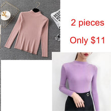 Load image into Gallery viewer, Bonjean Knitted Jumper Autumn Winter Tops Turtleneck Pullovers Casual Sweaters Women Shirt Long Sleeve Short Slim Sweater Girls