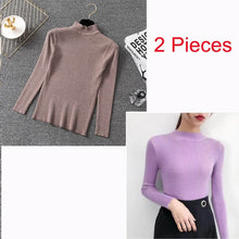 Load image into Gallery viewer, Bonjean Knitted Jumper Autumn Winter Tops Turtleneck Pullovers Casual Sweaters Women Shirt Long Sleeve Short Slim Sweater Girls