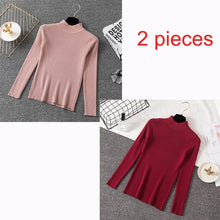 Load image into Gallery viewer, Bonjean Knitted Jumper Autumn Winter Tops Turtleneck Pullovers Casual Sweaters Women Shirt Long Sleeve Short Slim Sweater Girls