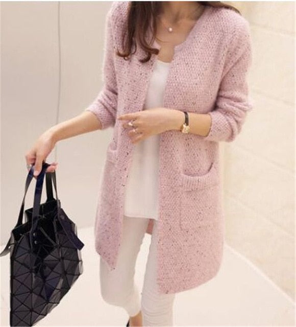 2019 Hot Women Spring Autumn Long Cardigan Sweater Coat Female Fashion Long Sleeve Crochet Girl Knitted Jacket Tops