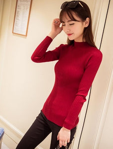 8 colors 2019 Autumn Women lady sweater high elastic Solid Turtleneck sweater women slim sexy tight Bottoming Knitted Pullovers