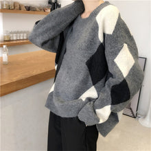 Load image into Gallery viewer, Autumn Winter Women Sweater Plaid O-Neck Warm Minimalist Knitting Pullovers Elegant Ladies Female Loose Knitted Tops Jumpers