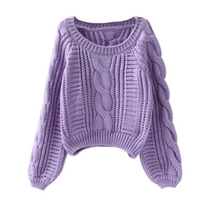 Women Pull O Neck Sweaters 2020 Sweater Women Sweater Jumper Candy Color Harajuku Chic Short Sweater Twisted Pull Girl