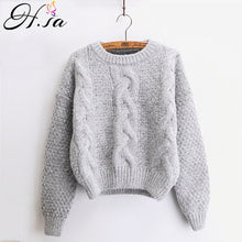 Load image into Gallery viewer, H.SA Women Sweaters Warm Pullover and Jumpers Crewneck Mohair Pullover Twist Pull Jumpers Autumn 2017 Knitted Sweaters Christmas