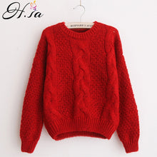 Load image into Gallery viewer, H.SA Women Sweaters Warm Pullover and Jumpers Crewneck Mohair Pullover Twist Pull Jumpers Autumn 2017 Knitted Sweaters Christmas