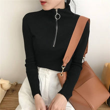 Load image into Gallery viewer, Zipper Turtleneck Sweater Women 2018 Winter Autumn Ring Christmas Sweater Women Fashion Vintage Women Sweater Pull Femme Hiver